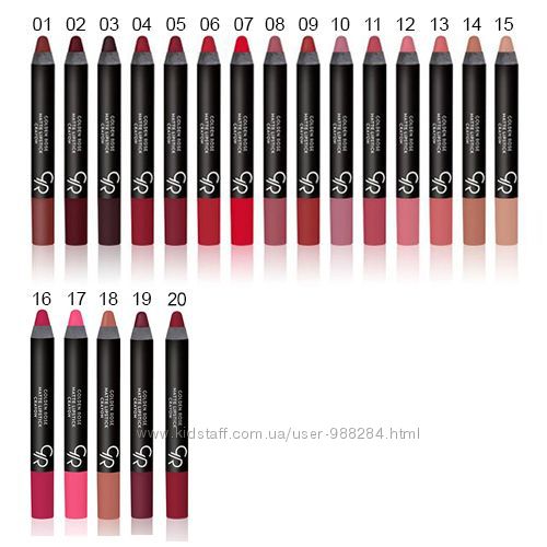 Помада Golden Rose - matte crayon, velvet, мета увлажняющая.