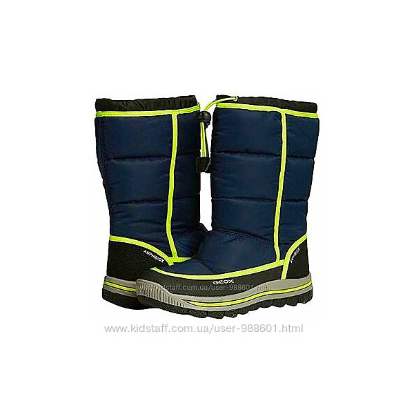 Сапоги зимние Geox сhildren j overland navy/ lime. оригинал.  
