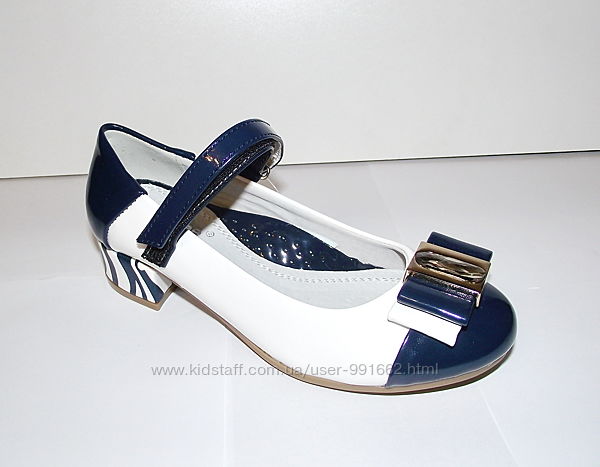 Отличные туфли для девочек clibee белые с синим 31-35