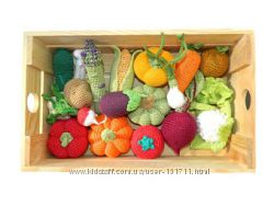Вязанные овощи набор 19 шт, Игра кухня, супермаркет, кукольный домик
