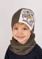 Детская весенняя шапочка для мальчика шапка и снуд набор 