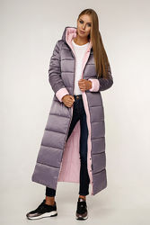 Куртка зима пуховик длинная модная двухцветный р. 44 46 48 50 52 до 58
