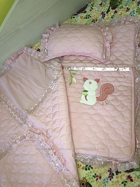 Конверт-одеяло на выписку, розовый для девочки Aziz bebe