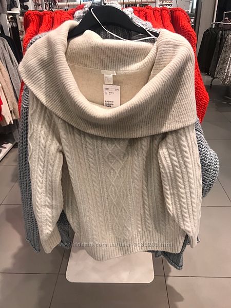 Теплый джемпер толстой вязки с открытыми плечами, XS-S, M-L, белый, красный