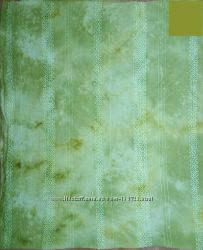 Ткань Батист оливково-зеленый с вышивкой