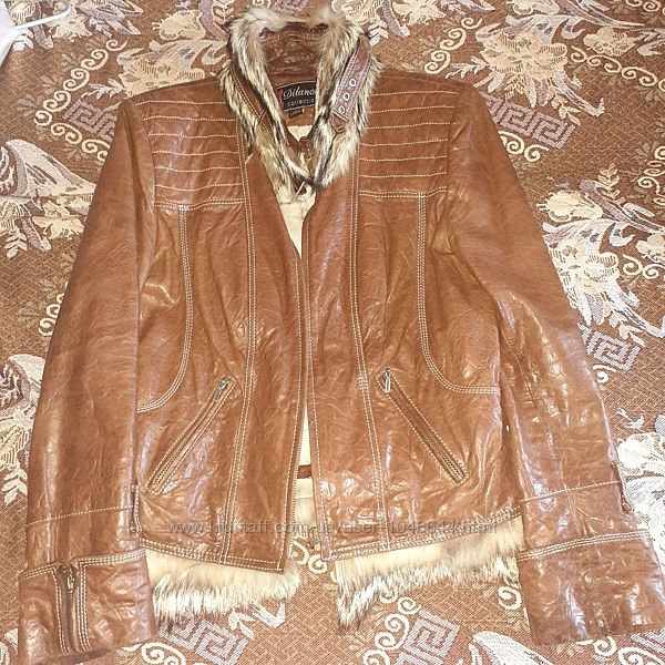 Продам кожаную куртку, натуральный мех, б/у размер 46 Пересылка.
