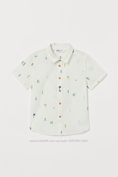 Лёгкие летние рубашки принт пальмы от h&m рост  122 см 