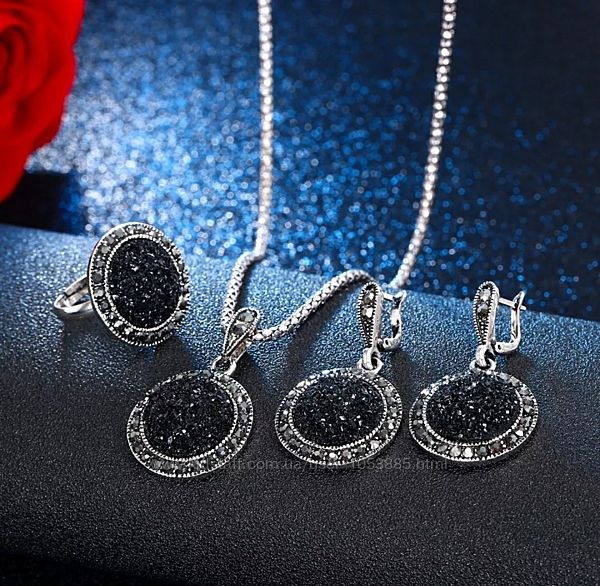 Шикарный набор серьги перстень ожерелье