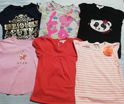Фирменные футболки на девочку 5-6 лет, пакет футболок на девочку 