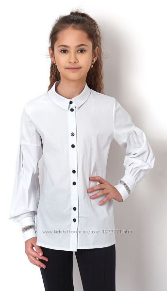 Блузка с длинным рукавом для девочки Mevis белая 2759-01