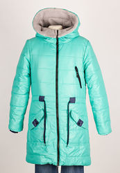 Куртка-пальто зимнее для девочки Одягайко бирюза 2503