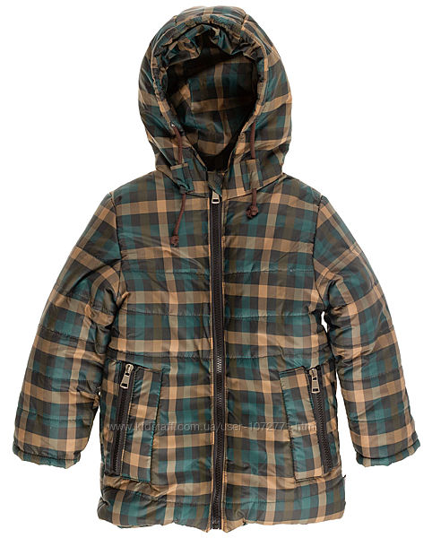 Куртка зимняя для мальчика Одягайко Клетка зеленая 20226