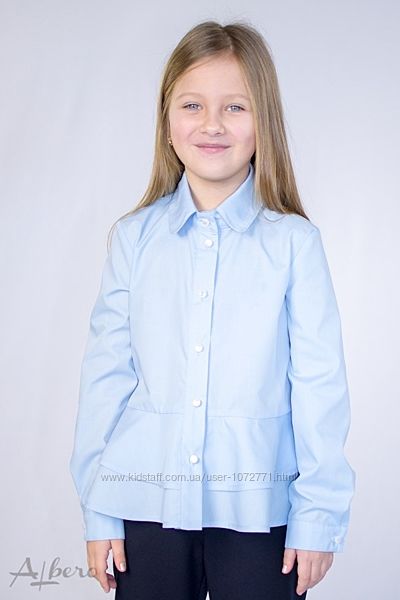 Блузка с двойной баской для девочки Albero голубая 5074-В