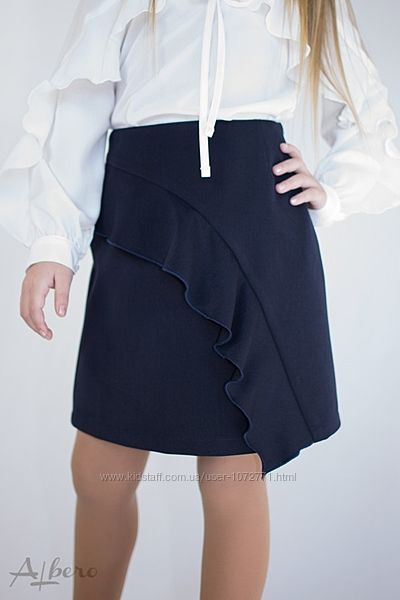 Школьная юбка с воланом Albero синяя и черная 3027