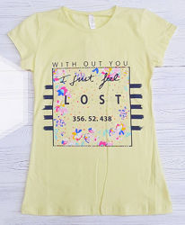 Яркая футболка для девочки желтая 17102