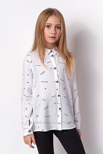 Школьная рубашка для девочки Mevis белая 3413-01