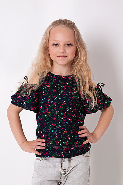 Блузка с коротким рукавом для девочки Mevis 3440 - 2 цвета в наличии