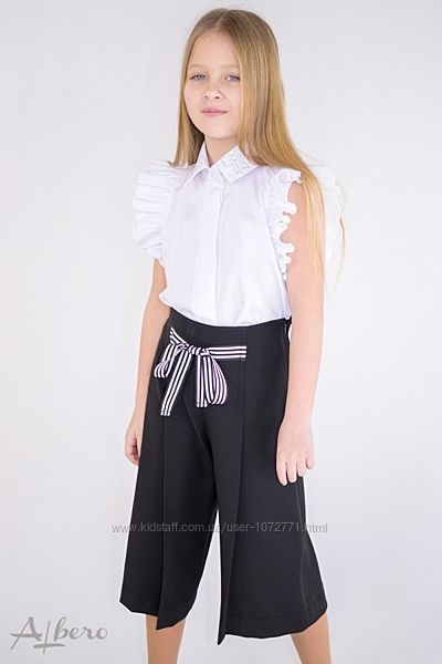 Школьные брюки-кюлоты для девочки Albero черные 4030