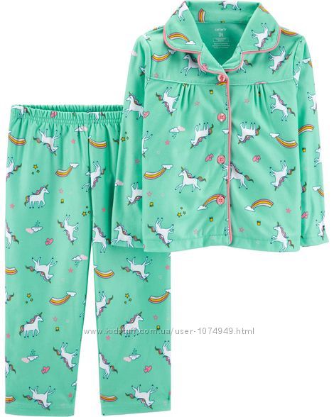 Флисовая пижама для девочки 2Т рост 88-93 см, набор Картерс Carters