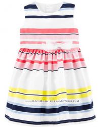 Детское сатиновое платье в полоску Carters 12М, 24М для девочки Картерс