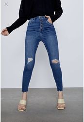  zara uk англия high waist skinny jeans джинсы высокая посадка