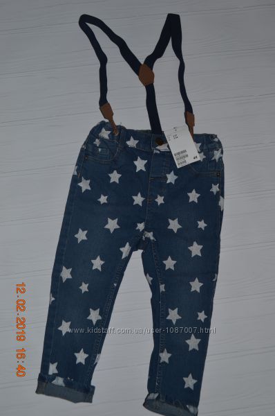 Нові джинси з підтяжками H&M розм. 2-3 р. 98 в наявності 