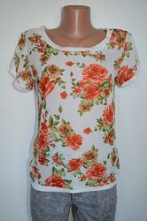 Шифоновая футболка, топ, блуза в цветочный принт Terranova