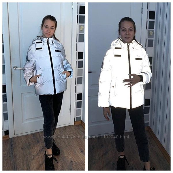 Светоотражающий модный пуховик куртка для девочки Сабрина размеры 134- 140