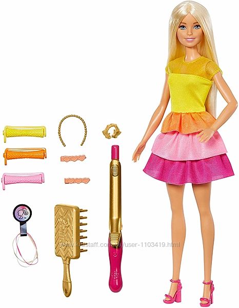 уценка Кукла Барби Роскошные локоны блондинка Barbie Ultimate Curls GBK24 