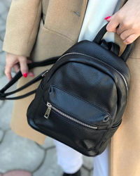 Компактный черный кожаный рюкзак натуральная кожа, borse in pelle италия