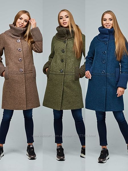 Пальто женское демисезонное, итальянская шерсть/букле, р. 44-54, украина