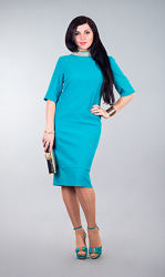 Нарядное платье, с камушками и жемчугом, голубое, новое размер 48 -50 
