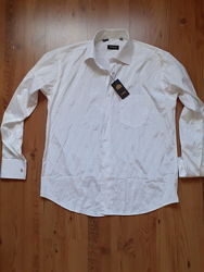 Рубашка белая, мужская, нарядная, новая, с запонками, в коробке размер lg