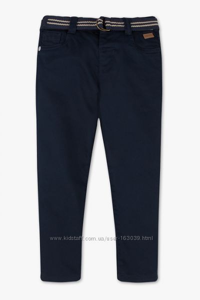 Темно-синие коттоновые штаны с ремнем из Германии с C&A, р-р 122