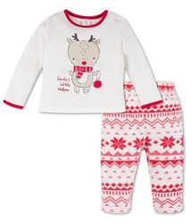 Тепленькая рождественская пижамка для малышей хлопок и флис, р-р 80, 86, 92