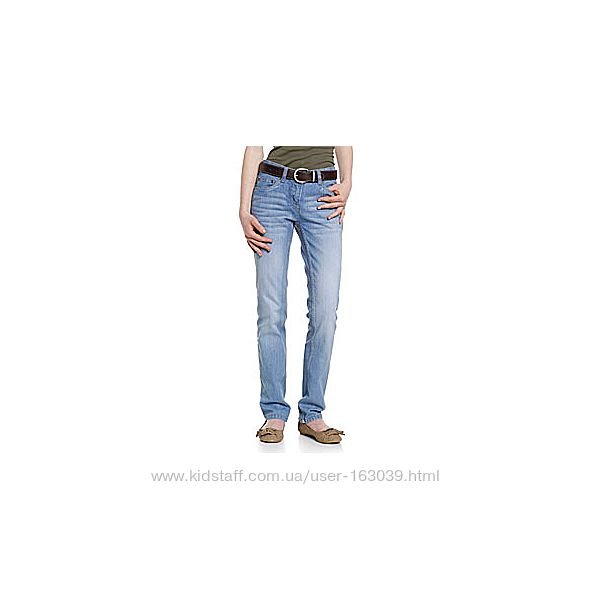 Светло-синие джинсы прямого кроя для девчонок с сайта C&A, р-ры 134, 146