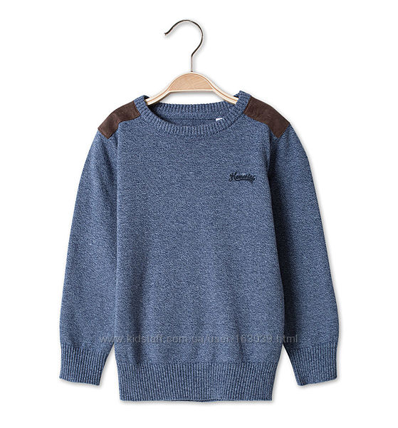 Хлопковый серо-синий меланж свитер для мальчишек с C&A, р-ры от 92 до 104