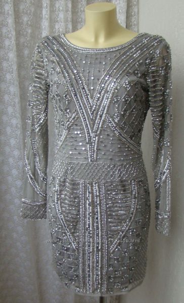 Платье вечернее вышивка бисер Lace&Beads р. 46 7652