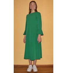 зелёное стильное платье 