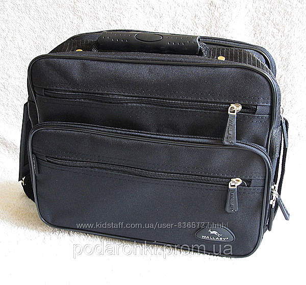 Мужская сумка Wallaby 2411 черная барсетка через плечо портфель 29х24х16