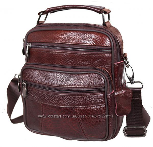 Кожаная мужская сумка Bon101-1 коричневая барсетка через плечо 21х18х9см