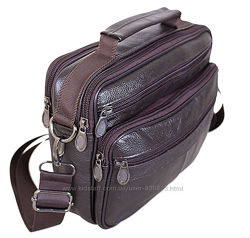 Кожаная мужская сумка через плечо Black205 коричневая барсетка 23х19х6см