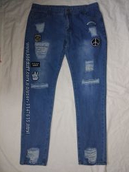 Классные рваные джинсы, р-р Л, ориентировочно наш 48, см. замеры