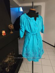 Яркое платье - рубашка в этно стиле с вышивкой
