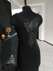 Чёрное платье с кружевной спинкой кружево гипюр Италия