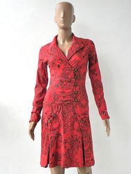  Defile Lux Плаття червоне орнамент комірець відкладний