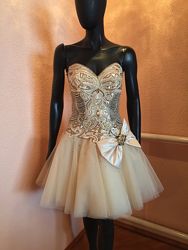 Шикарное платье зефирка вечернее выпускное свадебное короткое