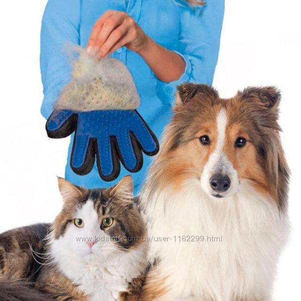 Перчатка для вычесывания шерсти кошек и собак TRUE TOUCH