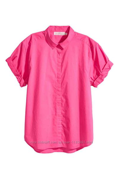 Яркая малиновая летняя рубашка H&M Англия, 100 котон размер 10  