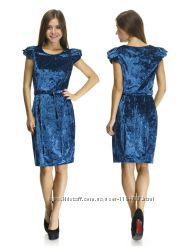 Бархатное сине-бирюзовое платье